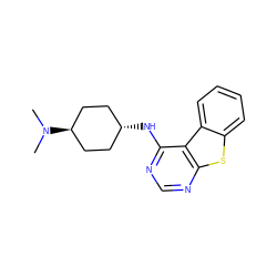 CN(C)[C@H]1CC[C@H](Nc2ncnc3sc4ccccc4c23)CC1 ZINC000299819417