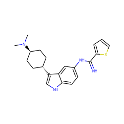 CN(C)[C@H]1CC[C@H](c2c[nH]c3ccc(NC(=N)c4cccs4)cc32)CC1 ZINC000101509262