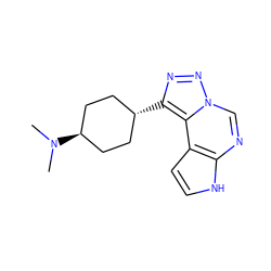 CN(C)[C@H]1CC[C@H](c2nnn3cnc4[nH]ccc4c23)CC1 ZINC001772639376