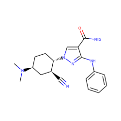 CN(C)[C@H]1CC[C@H](n2cc(C(N)=O)c(Nc3ccccc3)n2)[C@@H](C#N)C1 ZINC000222975152