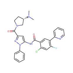 CN(C)[C@H]1CCN(C(=O)c2cc(NC(=O)c3cc(-c4ccccn4)c(F)cc3Cl)n(-c3ccccc3)n2)C1 ZINC001772588678