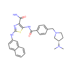 CN(C)[C@H]1CCN(Cc2ccc(C(=O)Nc3sc(Nc4ccc5ccccc5c4)nc3C(N)=O)cc2)C1 ZINC000473179091