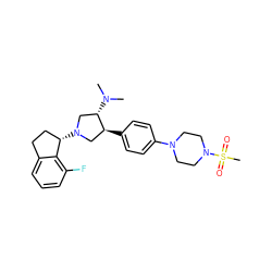 CN(C)[C@H]1CN([C@H]2CCc3cccc(F)c32)C[C@@H]1c1ccc(N2CCN(S(C)(=O)=O)CC2)cc1 ZINC000584904831