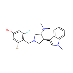 CN(C)[C@H]1CN(Cc2c(F)cc(O)cc2Br)C[C@@H]1c1cn(C)c2ccccc12 ZINC001772626222