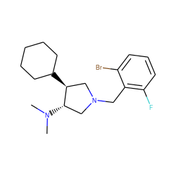 CN(C)[C@H]1CN(Cc2c(F)cccc2Br)C[C@@H]1C1CCCCC1 ZINC001772604037