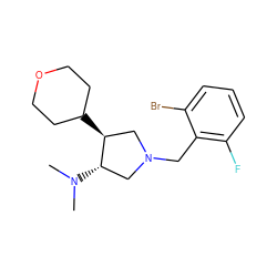 CN(C)[C@H]1CN(Cc2c(F)cccc2Br)C[C@@H]1C1CCOCC1 ZINC001772599777