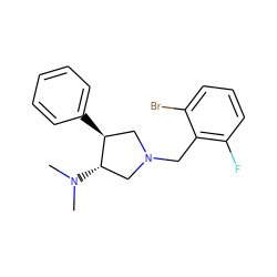 CN(C)[C@H]1CN(Cc2c(F)cccc2Br)C[C@@H]1c1ccccc1 ZINC001772650333