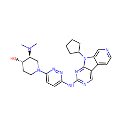 CN(C)[C@H]1CN(c2ccc(Nc3ncc4c5ccncc5n(C5CCCC5)c4n3)nn2)CC[C@@H]1O ZINC000117688238