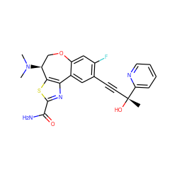 CN(C)[C@H]1COc2cc(F)c(C#C[C@@](C)(O)c3ccccn3)cc2-c2nc(C(N)=O)sc21 ZINC000219488858