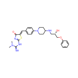 CN(C)C(=N)NC1=NC(=O)/C(=C/c2ccc(N3CCC(NC[C@H](O)COc4ccccc4)CC3)cc2)S1 ZINC000028101773