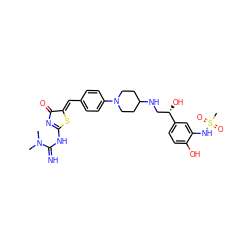 CN(C)C(=N)NC1=NC(=O)/C(=C/c2ccc(N3CCC(NC[C@H](O)c4ccc(O)c(NS(C)(=O)=O)c4)CC3)cc2)S1 ZINC000028105867