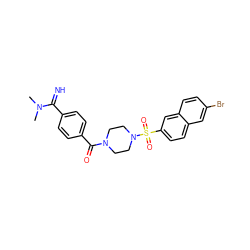 CN(C)C(=N)c1ccc(C(=O)N2CCN(S(=O)(=O)c3ccc4cc(Br)ccc4c3)CC2)cc1 ZINC000026180461