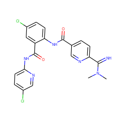 CN(C)C(=N)c1ccc(C(=O)Nc2ccc(Cl)cc2C(=O)Nc2ccc(Cl)cn2)cn1 ZINC000040403921