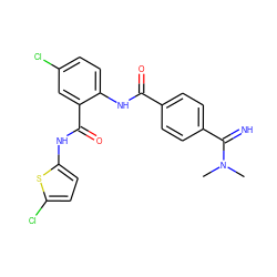 CN(C)C(=N)c1ccc(C(=O)Nc2ccc(Cl)cc2C(=O)Nc2ccc(Cl)s2)cc1 ZINC000040893375