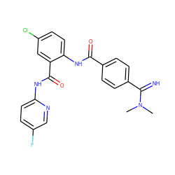 CN(C)C(=N)c1ccc(C(=O)Nc2ccc(Cl)cc2C(=O)Nc2ccc(F)cn2)cc1 ZINC000040898410