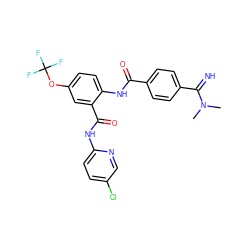 CN(C)C(=N)c1ccc(C(=O)Nc2ccc(OC(F)(F)F)cc2C(=O)Nc2ccc(Cl)cn2)cc1 ZINC000040901147