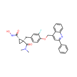 CN(C)C(=O)[C@@]1(Cc2ccc(OCc3cc(-c4ccccc4)nc4ccccc34)c(F)c2)C[C@@H]1C(=O)NO ZINC000040974027