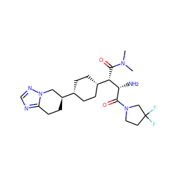 CN(C)C(=O)[C@@H]([C@H]1CC[C@@H]([C@H]2CCc3ncnn3C2)CC1)[C@H](N)C(=O)N1CCC(F)(F)C1 ZINC000100071171