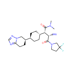 CN(C)C(=O)[C@@H]([C@H]1CC[C@H]([C@H]2CCc3ncnn3C2)CC1)[C@H](N)C(=O)N1CCC(F)(F)C1 ZINC000100071178