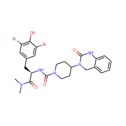 CN(C)C(=O)[C@@H](Cc1cc(Br)c(O)c(Br)c1)NC(=O)N1CCC(N2Cc3ccccc3NC2=O)CC1 ZINC000073140560