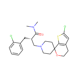 CN(C)C(=O)[C@@H](Cc1ccccc1Cl)CN1CCC2(CC1)OCCc1cc(Cl)sc12 ZINC000084687319