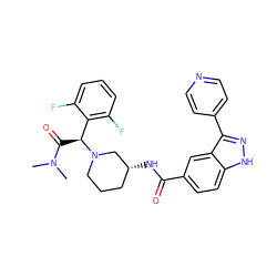 CN(C)C(=O)[C@@H](c1c(F)cccc1F)N1CCC[C@@H](NC(=O)c2ccc3[nH]nc(-c4ccncc4)c3c2)C1 ZINC000205023995