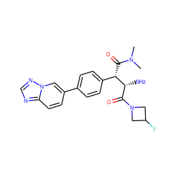 CN(C)C(=O)[C@@H](c1ccc(-c2ccc3ncnn3c2)cc1)[C@H](N)C(=O)N1CC(F)C1 ZINC000014947673