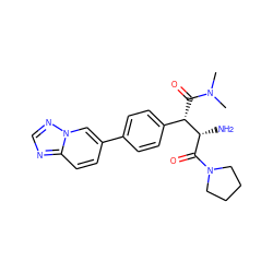 CN(C)C(=O)[C@@H](c1ccc(-c2ccc3ncnn3c2)cc1)[C@H](N)C(=O)N1CCCC1 ZINC000014947676