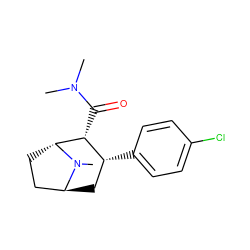 CN(C)C(=O)[C@@H]1[C@H](c2ccc(Cl)cc2)C[C@H]2CC[C@H]1N2C ZINC000100728151