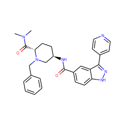 CN(C)C(=O)[C@@H]1CC[C@@H](NC(=O)c2ccc3[nH]nc(-c4ccncc4)c3c2)CN1Cc1ccccc1 ZINC000205034100