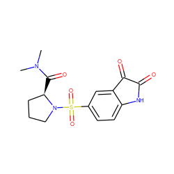 CN(C)C(=O)[C@@H]1CCCN1S(=O)(=O)c1ccc2c(c1)C(=O)C(=O)N2 ZINC000013863061