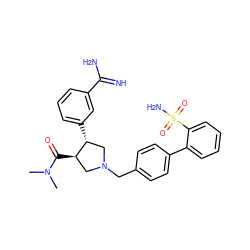 CN(C)C(=O)[C@@H]1CN(Cc2ccc(-c3ccccc3S(N)(=O)=O)cc2)C[C@H]1c1cccc(C(=N)N)c1 ZINC000028223361