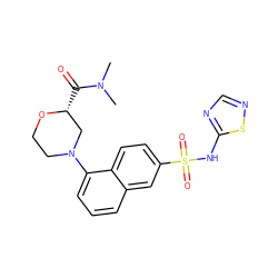 CN(C)C(=O)[C@@H]1CN(c2cccc3cc(S(=O)(=O)Nc4ncns4)ccc23)CCO1 ZINC000206127677