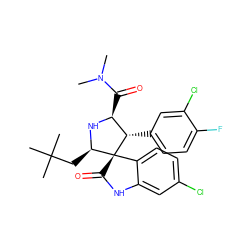 CN(C)C(=O)[C@@H]1N[C@H](CC(C)(C)C)[C@]2(C(=O)Nc3cc(Cl)ccc32)[C@H]1c1ccc(F)c(Cl)c1 ZINC000036184584