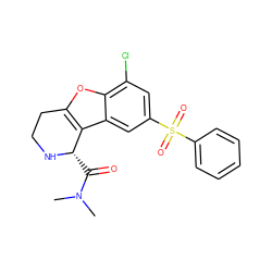 CN(C)C(=O)[C@@H]1NCCc2oc3c(Cl)cc(S(=O)(=O)c4ccccc4)cc3c21 ZINC000143424897