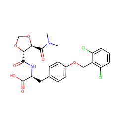 CN(C)C(=O)[C@@H]1OCO[C@H]1C(=O)N[C@@H](Cc1ccc(OCc2c(Cl)cccc2Cl)cc1)C(=O)O ZINC000058575640