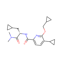 CN(C)C(=O)[C@H](CC1CC1)NC(=O)c1ccc(C2CC2)c(OCC2CC2)n1 ZINC000207735643