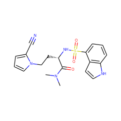 CN(C)C(=O)[C@H](CCn1cccc1C#N)NS(=O)(=O)c1cccc2[nH]ccc12 ZINC001772616999