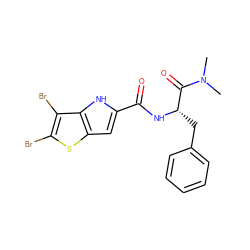 CN(C)C(=O)[C@H](Cc1ccccc1)NC(=O)c1cc2sc(Br)c(Br)c2[nH]1 ZINC000036177516