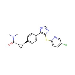 CN(C)C(=O)[C@H]1C[C@@H]1c1ccc(-c2[nH]cnc2Sc2ccc(Cl)cn2)cc1 ZINC000096270411