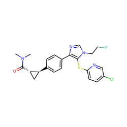 CN(C)C(=O)[C@H]1C[C@@H]1c1ccc(-c2ncn(CCF)c2Sc2ccc(Cl)cn2)cc1 ZINC000096270409