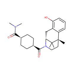 CN(C)C(=O)[C@H]1CC[C@@H](C(=O)N2CC[C@@]3(C)c4cccc(O)c4C[C@@H]2C3(C)C)CC1 ZINC001772647996