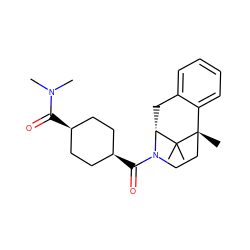 CN(C)C(=O)[C@H]1CC[C@@H](C(=O)N2CC[C@@]3(C)c4ccccc4C[C@@H]2C3(C)C)CC1 ZINC001772587950