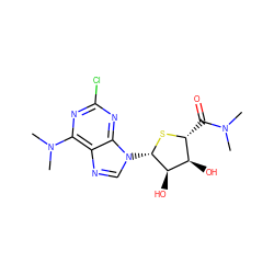 CN(C)C(=O)[C@H]1S[C@@H](n2cnc3c(N(C)C)nc(Cl)nc32)[C@H](O)[C@@H]1O ZINC000029128296