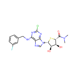 CN(C)C(=O)[C@H]1S[C@@H](n2cnc3c(NCc4cccc(F)c4)nc(Cl)nc32)[C@H](O)[C@@H]1O ZINC000029128302