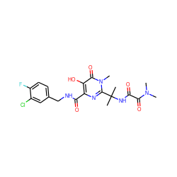 CN(C)C(=O)C(=O)NC(C)(C)c1nc(C(=O)NCc2ccc(F)c(Cl)c2)c(O)c(=O)n1C ZINC000036925340