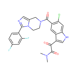 CN(C)C(=O)C(=O)c1c[nH]c2cc(Cl)c(C(=O)N3CCn4c(cnc4-c4ccc(F)cc4F)C3)cc12 ZINC000028708615