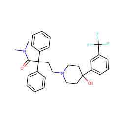 CN(C)C(=O)C(CCN1CCC(O)(c2cccc(C(F)(F)F)c2)CC1)(c1ccccc1)c1ccccc1 ZINC000028392914