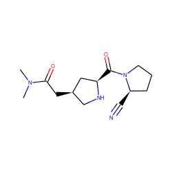 CN(C)C(=O)C[C@@H]1CN[C@H](C(=O)N2CCC[C@H]2C#N)C1 ZINC000028816228