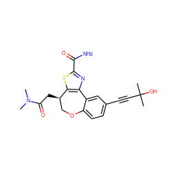 CN(C)C(=O)C[C@@H]1COc2ccc(C#CC(C)(C)O)cc2-c2nc(C(N)=O)sc21 ZINC000215742619